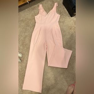 Pastel Pink Jumpsuit with Bows and Pockets